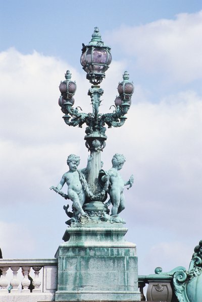 Metal Statue of Nude Children on the Pont Alexander III, Paris by Unknown